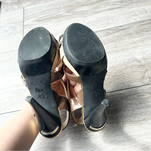 Michael Kors  Niki Cross Strap Genuine Snakeskin Stiletto Heels Sandals - Picture 11 of 14